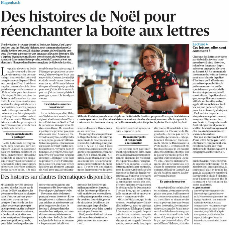 Des histoires de Noel pour reenchanter la boite aux lettres - L'Alsace du 19 décembre 2024