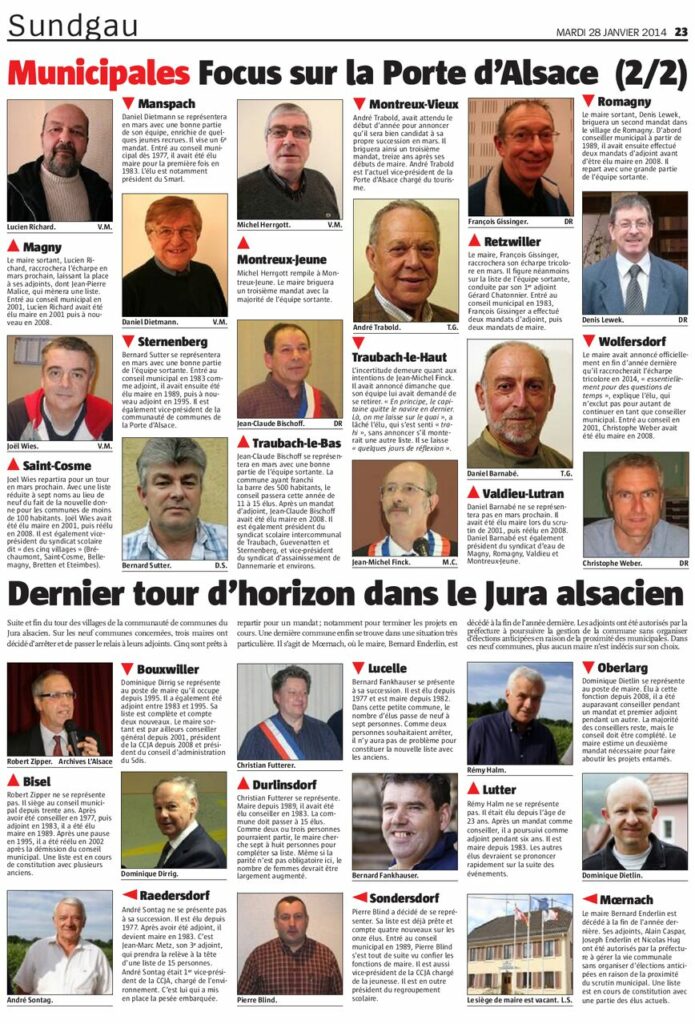 Elections municipales 2014 Porte d'Alsace - Article paru dans le journal L'Alsace du 28 janvier 2014