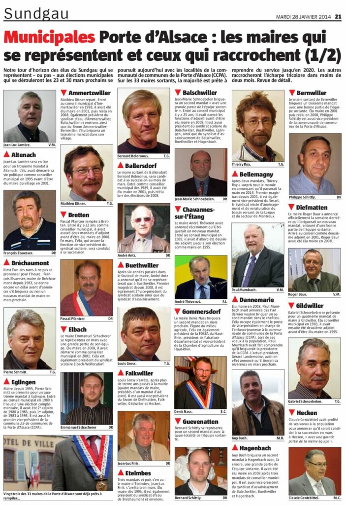 Elections municipales 2014 Porte d'Alsace - Article paru dans le journal L'Alsace du 28 janvier 2014