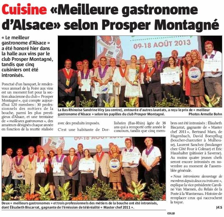 Club Prosper MONTAGNE : Bertrand MARX intronisé meilleur gastronome