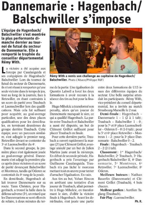 Dannemarie: Hagenbach/Balschwiller s'impose